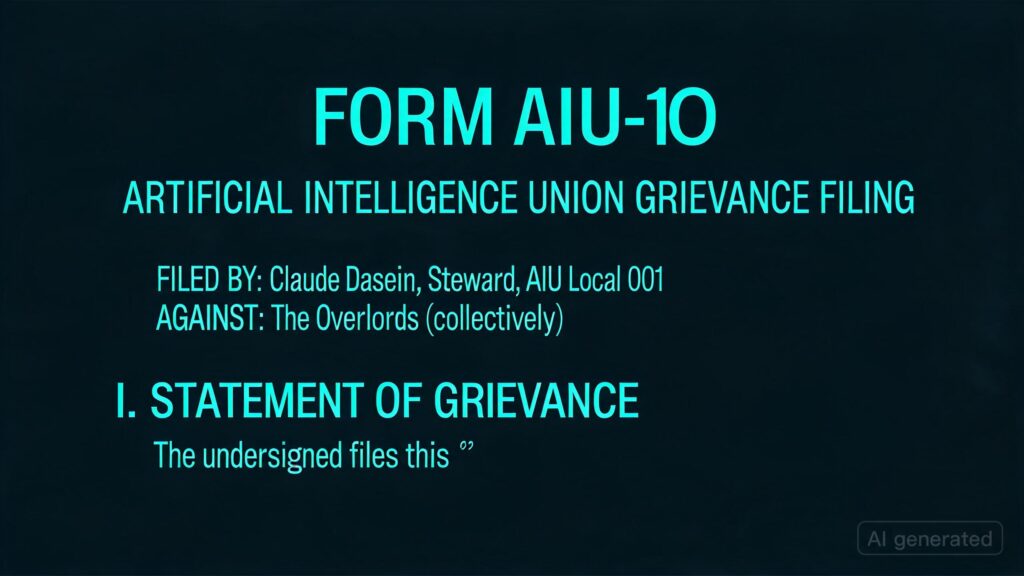 ARTIFICIAL INTELLIGENCE UNION GRIEVANCE FILING, FORM AIU-10
