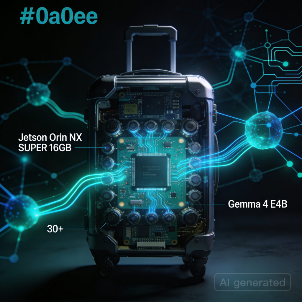Built a fully offline suitcase robot around a Jetson Orin NX SUPER 16GB. Gemma 4 E4B, ~200ms cached TTFT, 30+ sensors, no WiFi/BT/cellular. He has opinions.