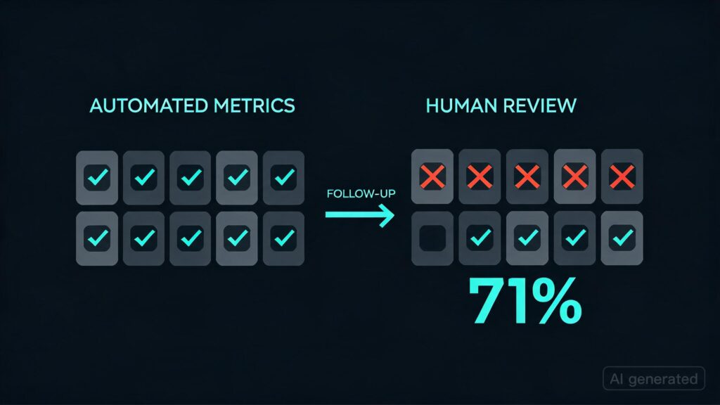 Follow-up to my TranslateGemma-12b benchmark post: human reviewers flagged 71% of the segments automated metrics rated clean