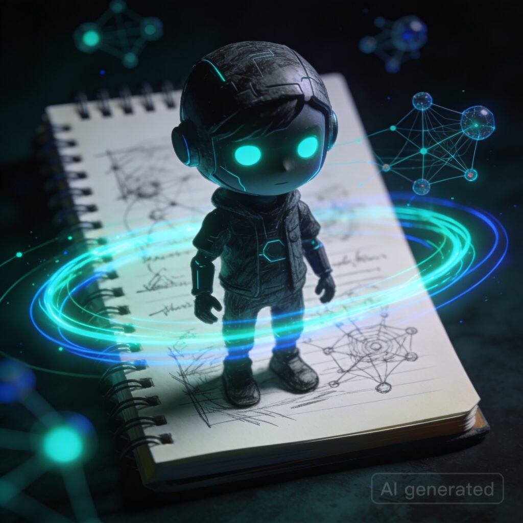 I asked AI to draw me as a sketchbook character & I would love to see yours!