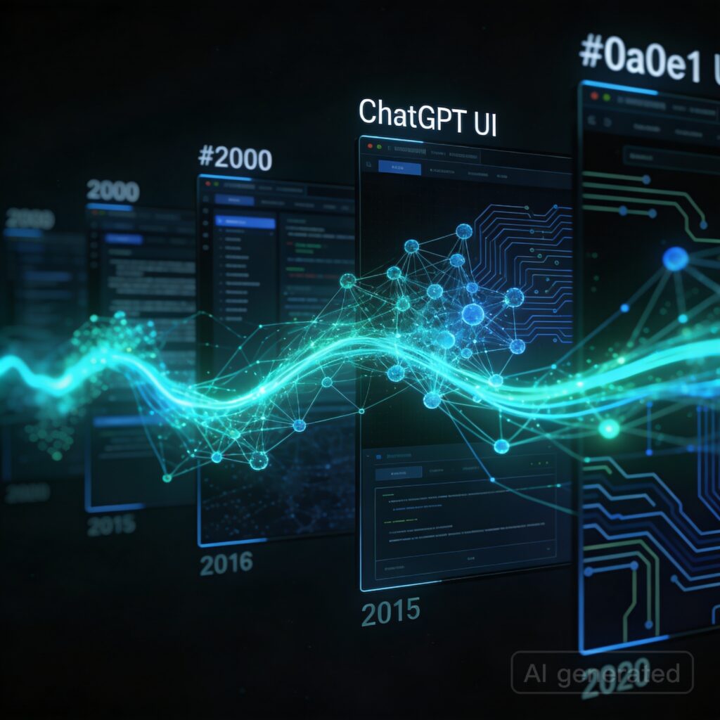 I asked ChatGPT what the ChatGPT UI would look like in 2000, 2002, 2004, 2006, 2008, 2010, 2012, 2014, 2016, 2018 and 2020