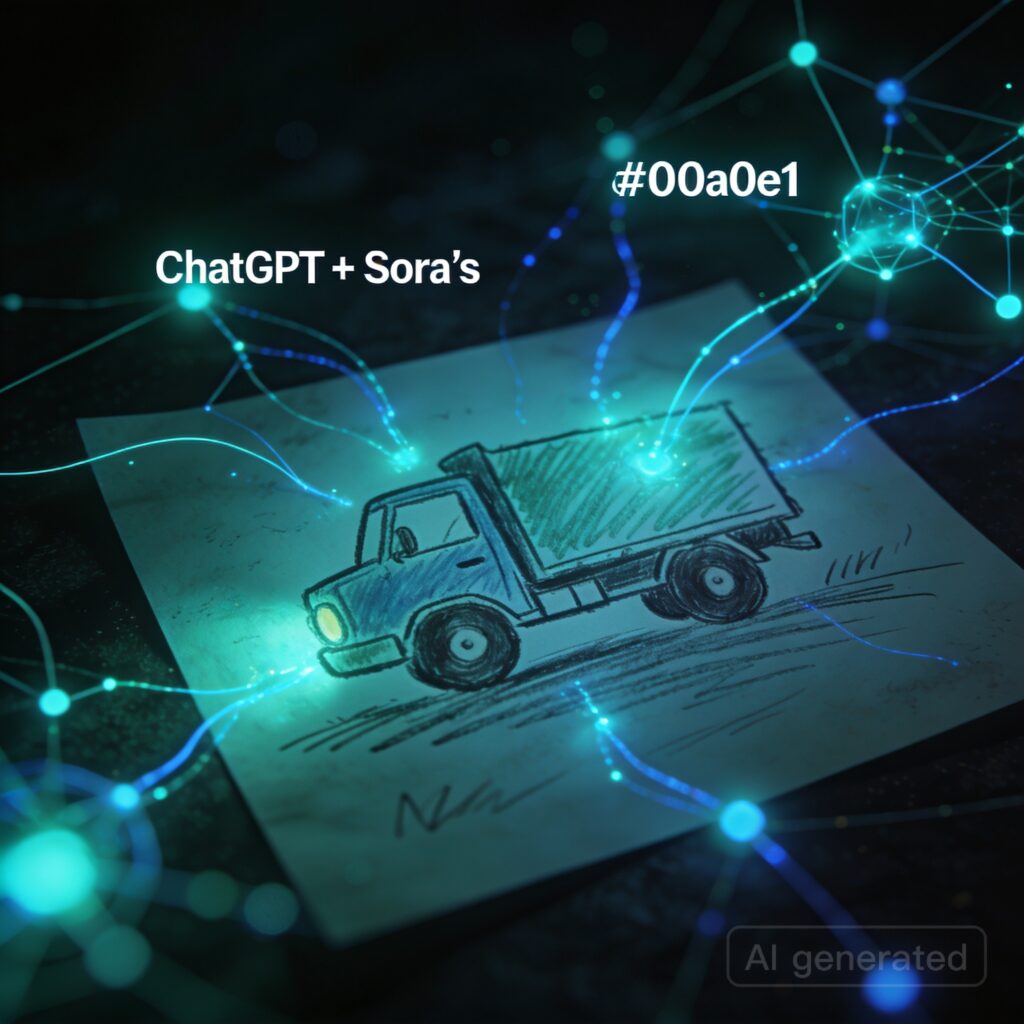 My 7-year-old drew a truck. I used ChatGPT + Sora to bring it to life