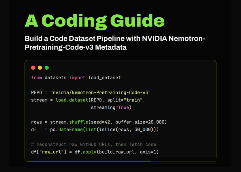 Building a Code Dataset Pipeline from NVIDIA Nemotron-Pretraining-Code-v3 Metadata with Streaming, Pandas, and tiktoken