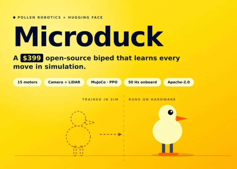 Hugging Face Unveils Microduck: A $399 Open-Source 25 cm Biped You Train with Reinforcement Learning
