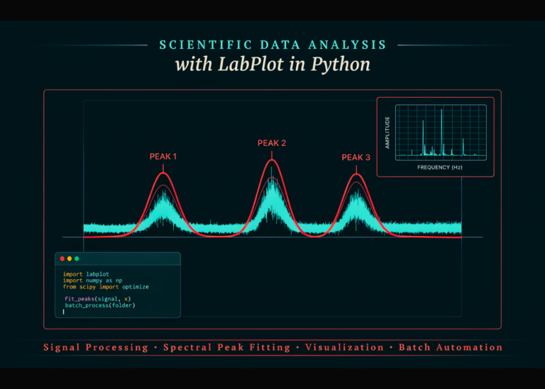 Scientific Data Analysis with LabPlot in Python: Signal Processing, Spectral Peak Fitting, Visualization, and Batch Automation
