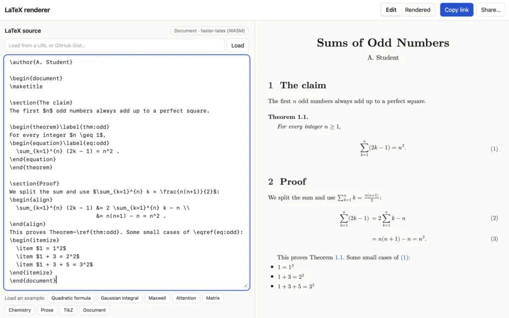 LaTeX renderer